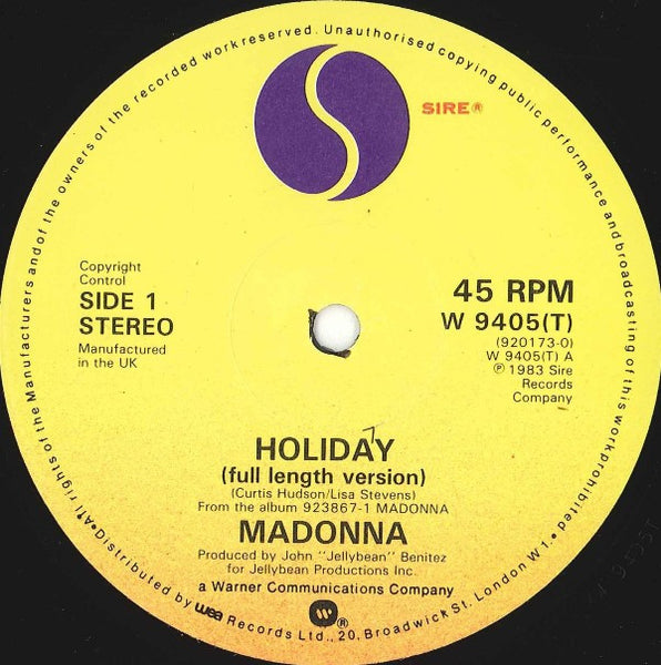 Madonna : Holiday (12", Single, Cop)