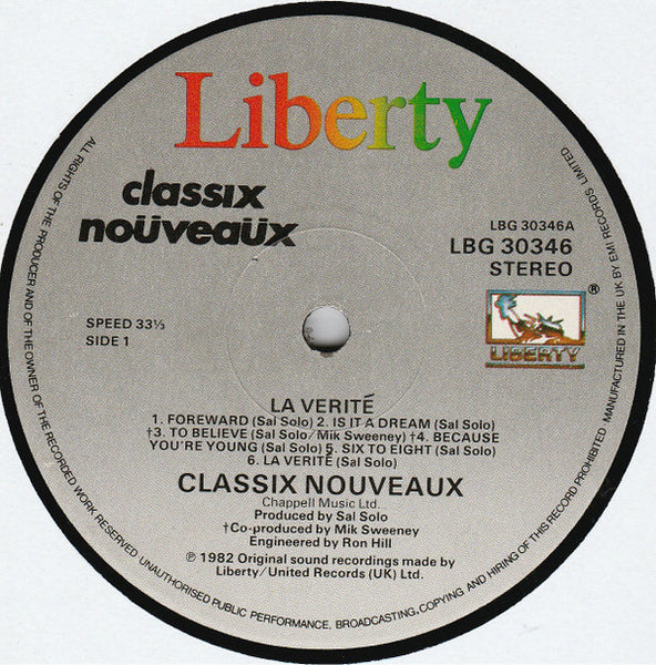 Classix Nouveaux : La Verité (LP, Album)
