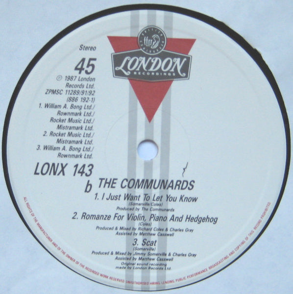 The Communards : Tomorrow (12", Single)