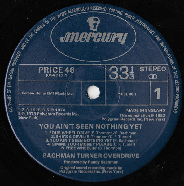 Bachman-Turner Overdrive : You Ain't Seen Nothing Yet (LP, Comp, RE)