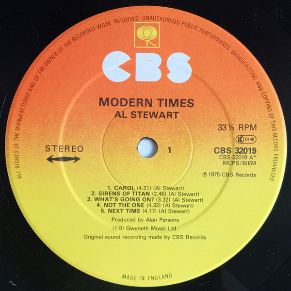Al Stewart : Modern Times (LP, Album, RE)
