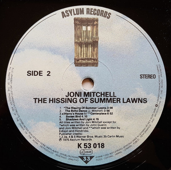 Joni Mitchell : The Hissing Of Summer Lawns (LP, Album, RE, Gat)