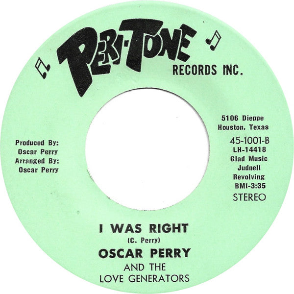 Oscar Perry And The Love Generators : Main String / I Was Right (7")