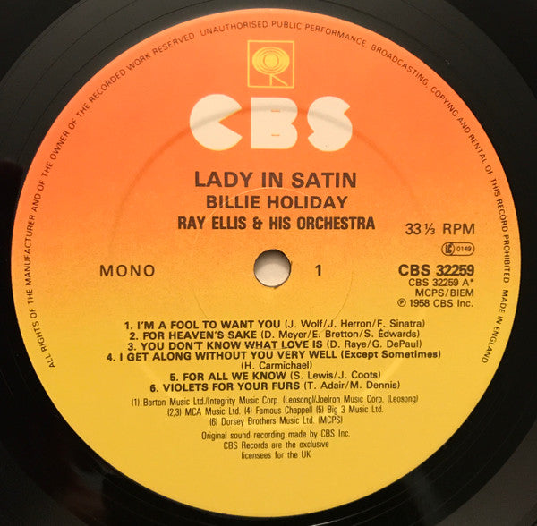 Billie Holiday With Ray Ellis And His Orchestra : Lady In Satin (LP, RE)