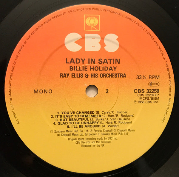 Billie Holiday With Ray Ellis And His Orchestra : Lady In Satin (LP, RE)