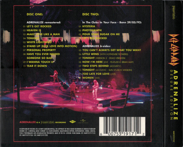Def Leppard : Adrenalize  (CD, Album, RE, RM, RP + CD, Comp + Dlx)