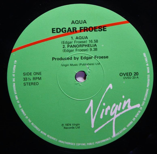 Edgar Froese : Aqua (LP, Album, RE, Gat)