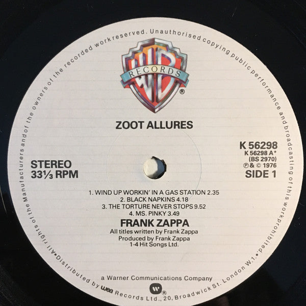 Zappa* : Zoot Allures (LP, Album, RE)
