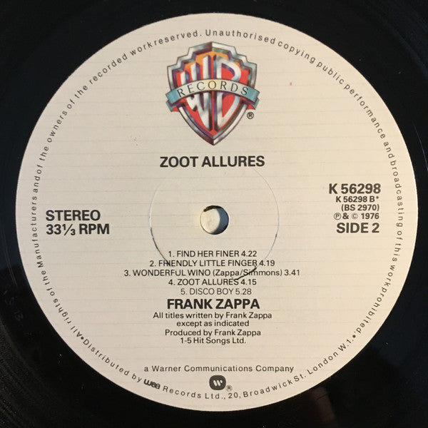 Zappa* : Zoot Allures (LP, Album, RE)
