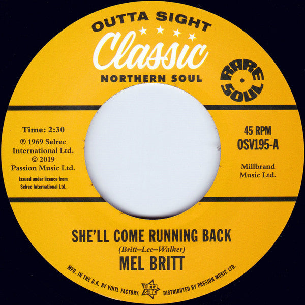 Mel Britt  / The Group (3) feat. Cecil Washington : She'll Come Running Back / I Don't Like To Lose  (7", Jukebox)
