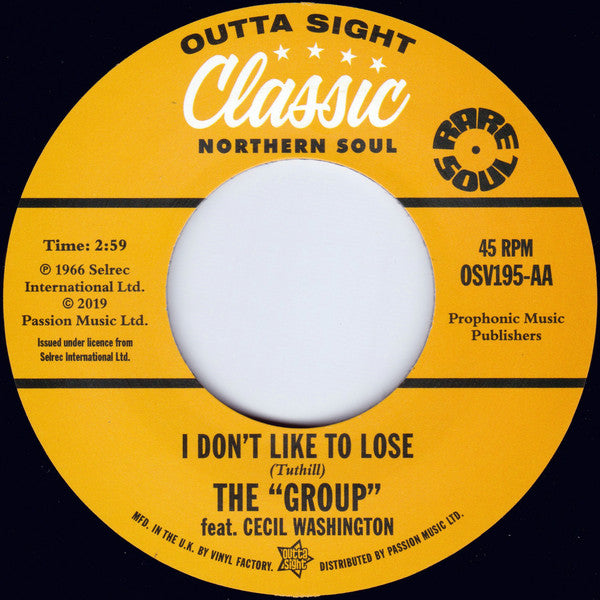 Mel Britt  / The Group (3) feat. Cecil Washington : She'll Come Running Back / I Don't Like To Lose  (7", Jukebox)