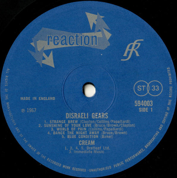 Cream (2) : Disraeli Gears (LP, Album, Ful)