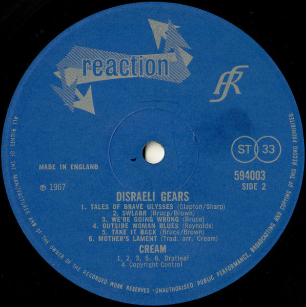 Cream (2) : Disraeli Gears (LP, Album, Ful)