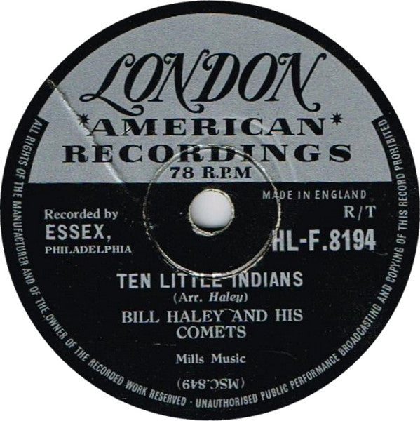 Bill Haley And His Comets : Ten Little Indians / Rocking Chair On The Moon (Shellac, 10", RP)