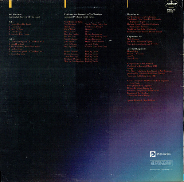 Van Morrison : Inarticulate Speech Of The Heart (LP, Album)
