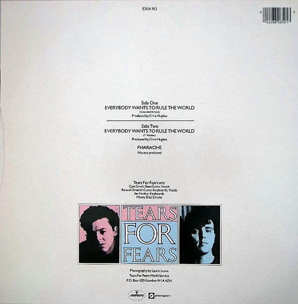 Tears For Fears : Everybody Wants To Rule The World (Extended Version) (12", Single)
