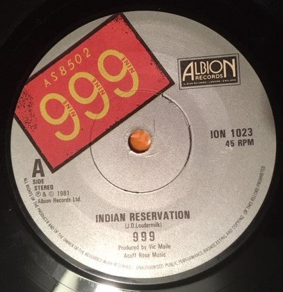 999 : Indian Reservation (7", Single, Sil)