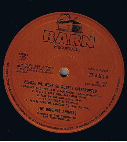 The Original Animals* : Before We Were So Rudely Interrupted (LP, Album)