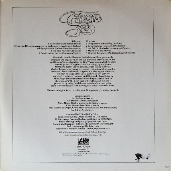 Yes : Fragile (LP, Album, RE, Gat)