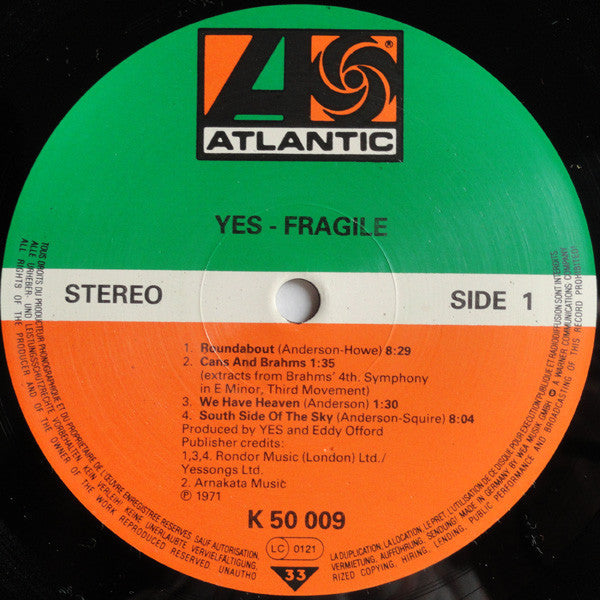 Yes : Fragile (LP, Album, RE, Gat)