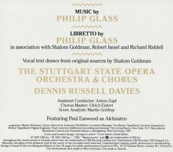 Philip Glass - Dennis Russell Davies, The Stuttgart State Opera Orchestra & Chorus* : Akhnaten (2xCD, Album + Box)