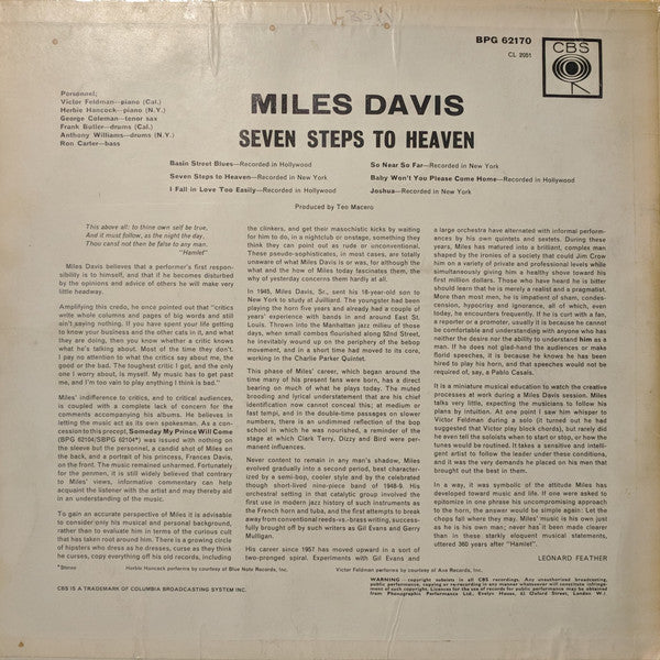 Miles Davis : Seven Steps To Heaven (LP, Album, Mono)