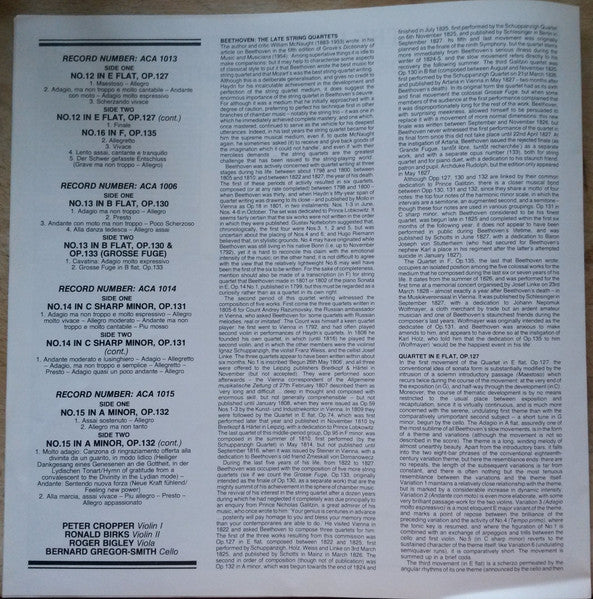 Beethoven* - Lindsay String Quartet* : The Late Quartets Nos:12-16 (4xLP + Box)