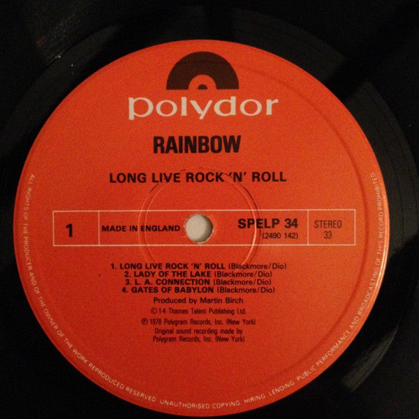 Rainbow : Long Live Rock 'N' Roll (LP, Album, RE)