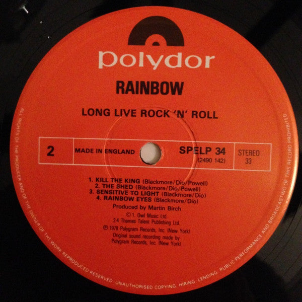 Rainbow : Long Live Rock 'N' Roll (LP, Album, RE)