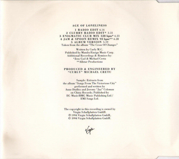 Enigma : Age Of Loneliness (CD, Maxi)