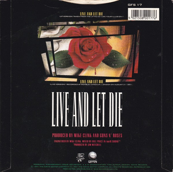 Guns N' Roses : Live And Let Die (7", Single, Pap)