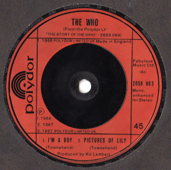 The Who : Substitute (7", Single, Mono)