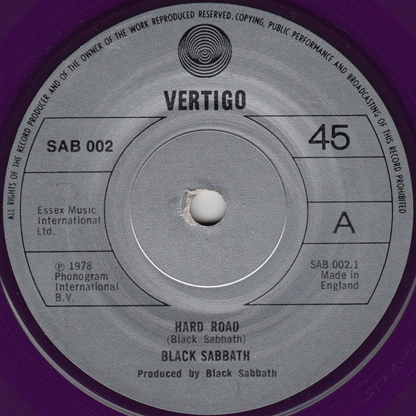 Black Sabbath : Hard Road (7", Single, Pur)