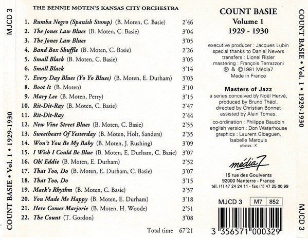 Count Basie : Volume 1 - 1929-1930 - Complete Edition (CD, Comp)