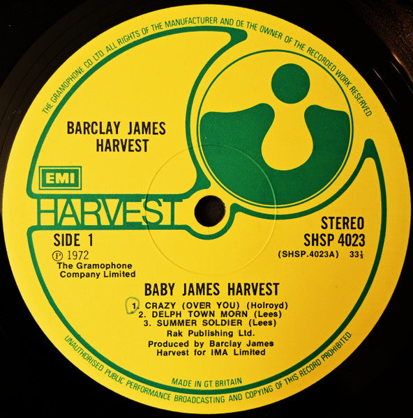 Barclay James Harvest : Baby James Harvest (LP, Album, Lam)