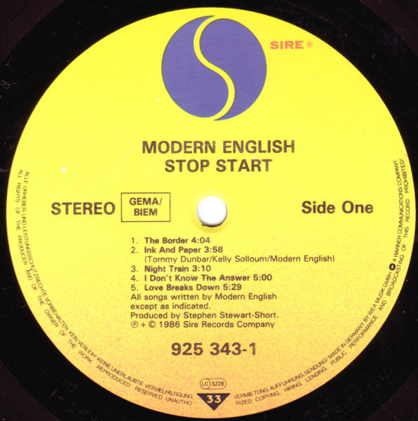 Modern English : Stop Start (LP, Album)
