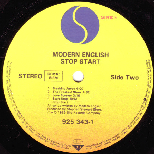 Modern English : Stop Start (LP, Album)