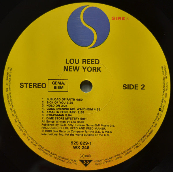 Lou Reed : New York (LP, Album)