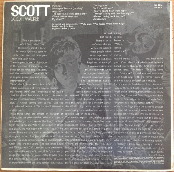 Scott Walker : Scott (LP, Album, Mono)