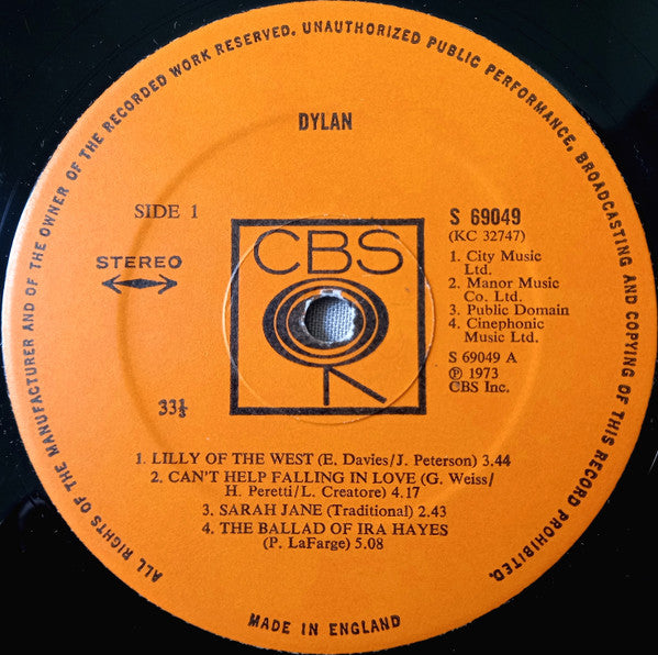 Dylan* : Dylan (LP, Album)