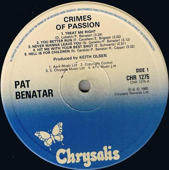 Pat Benatar : Crimes Of Passion (LP, Album)