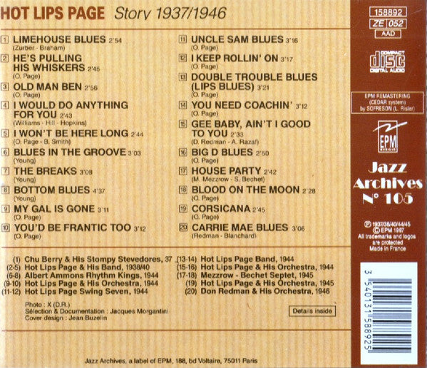 Hot Lips Page : Swing & Blues Story (1937/1946) (CD, Comp, RM)