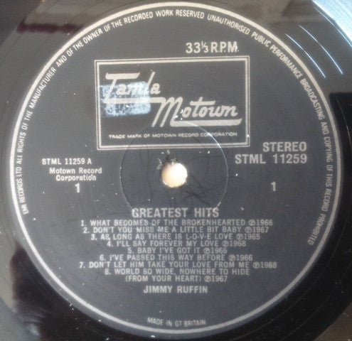 Jimmy Ruffin : Greatest Hits (LP, Comp)