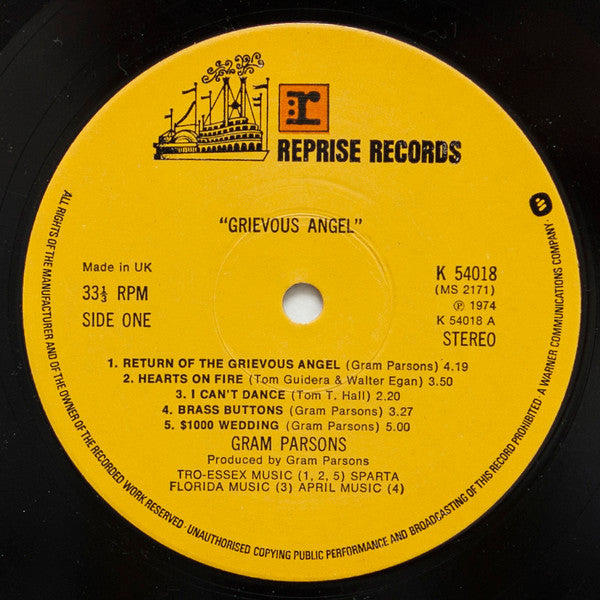 Gram Parsons : Grievous Angel (LP, Album, RE)