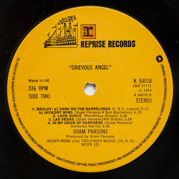 Gram Parsons : Grievous Angel (LP, Album, RE)