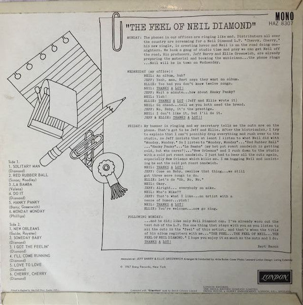 Neil Diamond : The Feel Of Neil Diamond (LP, Mono, RP)