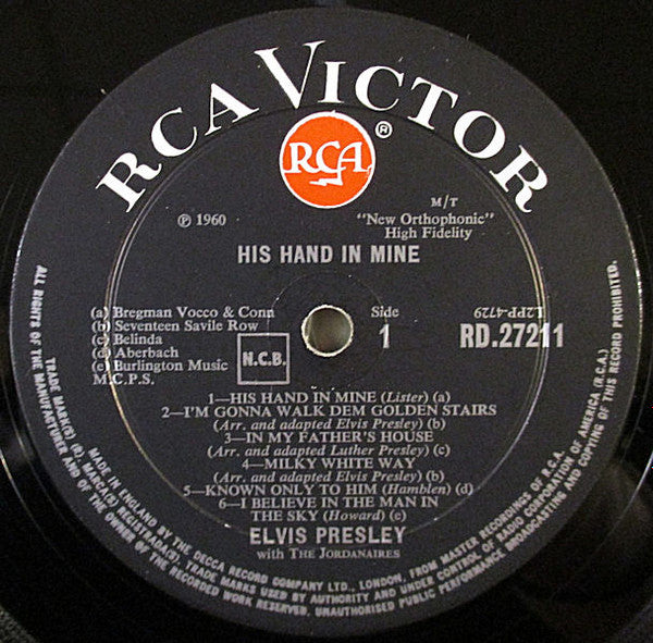 Elvis Presley : His Hand In Mine (LP, Album, Mono, RE)