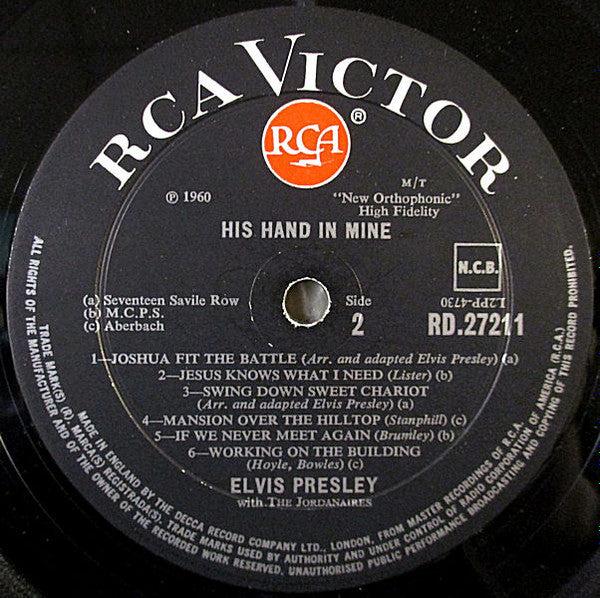 Elvis Presley : His Hand In Mine (LP, Album, Mono, RE)