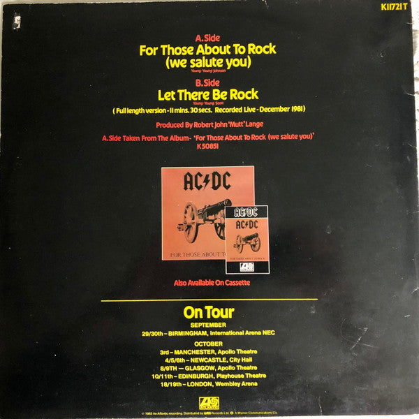 AC/DC : For Those About To Rock (We Salute You) (12", Single)