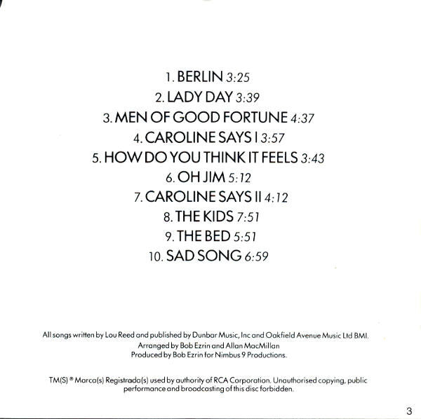 Lou Reed : Berlin (CD, Album, RE)